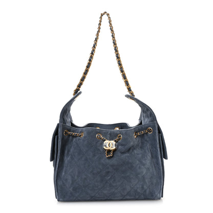 Chanel Suede Quilted Small Chanel 25 Handbag Blue 1 of 11