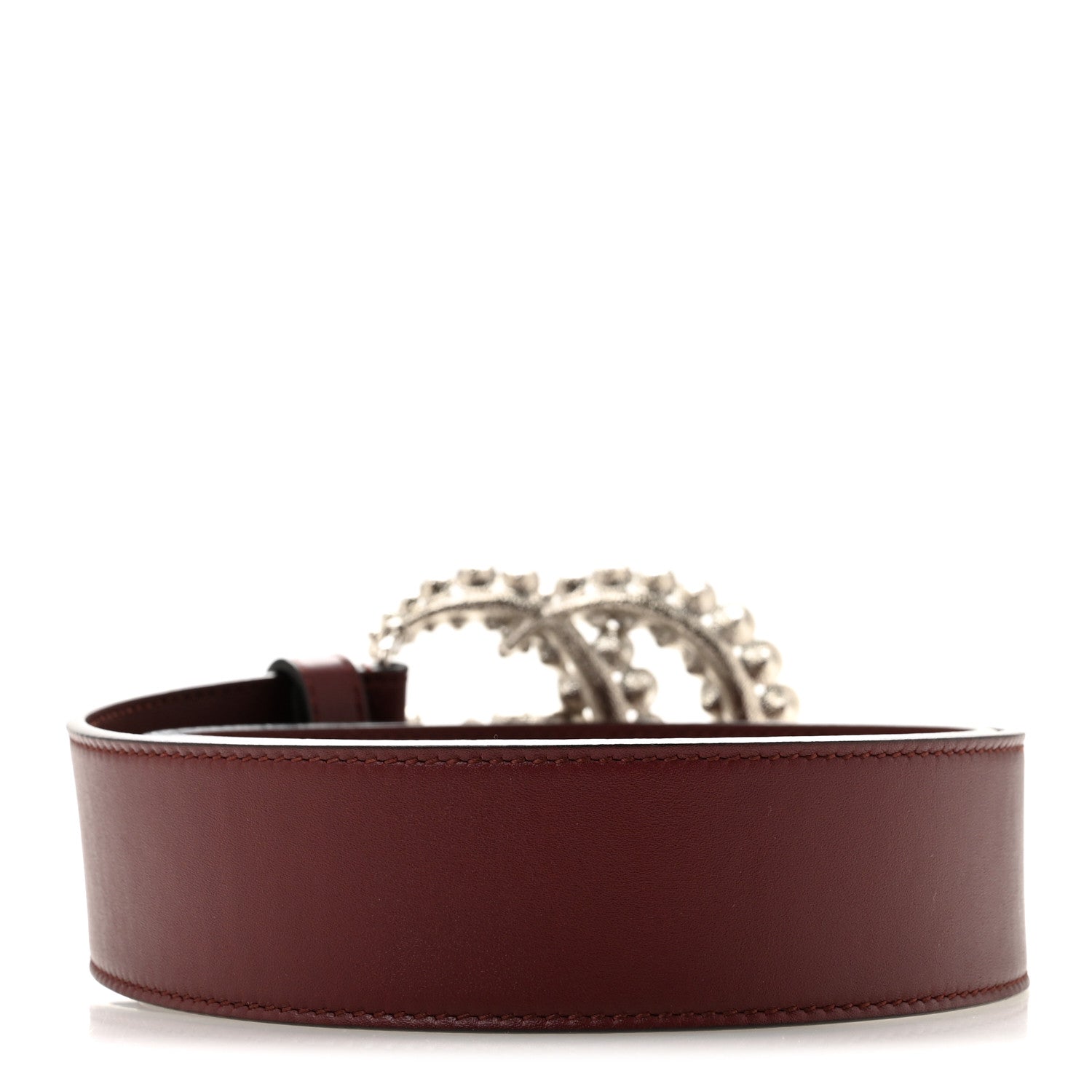 Gucci Calfskin Crystal Double G 40mm Belt 95 38 Vintage Bordeaux 2 of 6