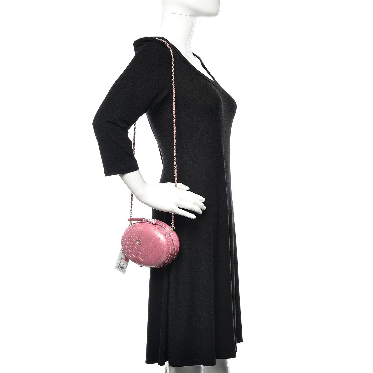 Chanel Calfskin Chevron Stitched Evening Bag Pink 2 of 10