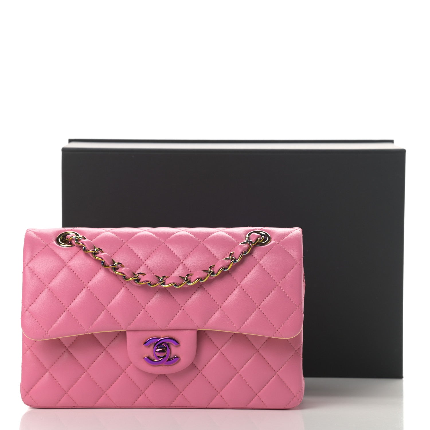Chanel Lambskin Quilted Small Double Flap Pink Yellow 12 of 12