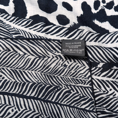 Hermes Cashmere Silk Jaguar Quetzal Shawl 140 Gris Chine Bleu Black Gris 7 of 7