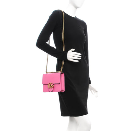 Gucci Knight Calfskin Small GG Marmont Chain Handle Bag Pink Tropical Flower 2 of 7