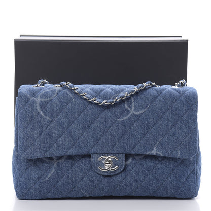 Chanel Denim Quilted CC Print Jumbo Single Flap Blue 11 of 11