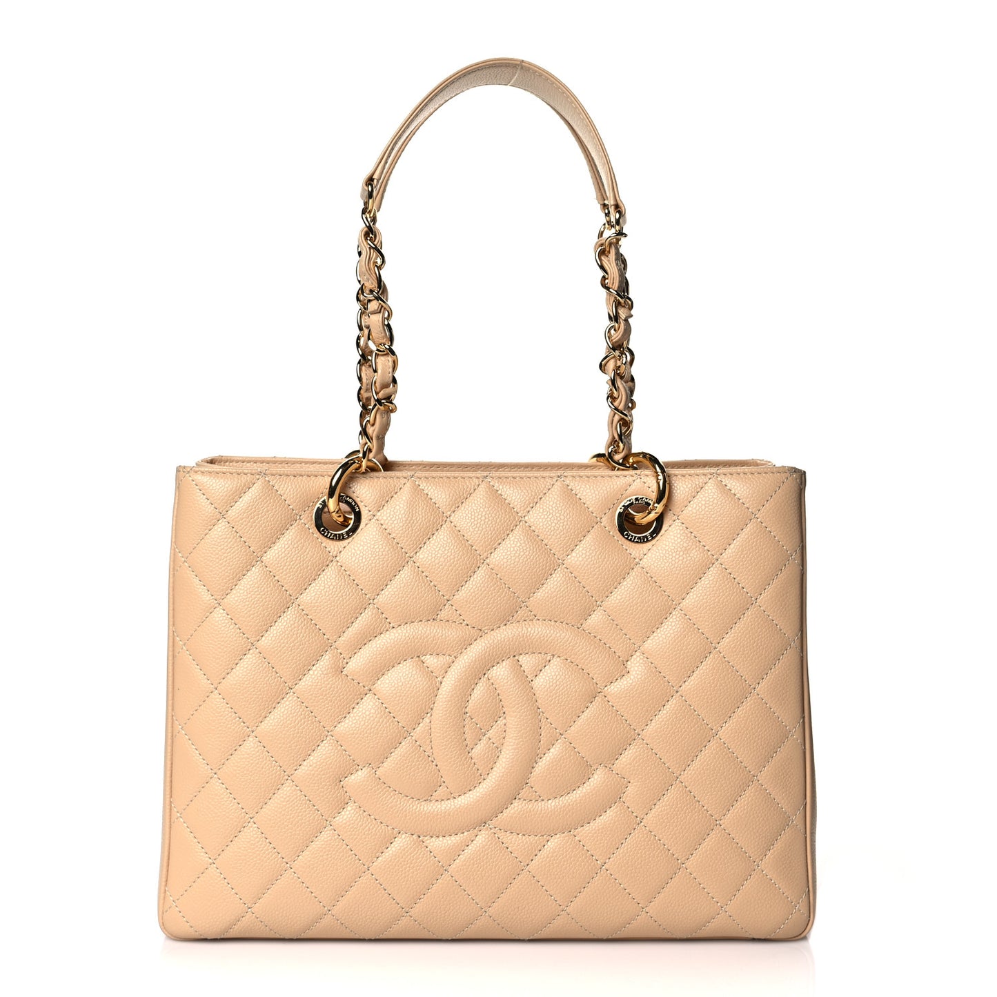 Caviar Quilted Grand Shopping Tote GST Beige