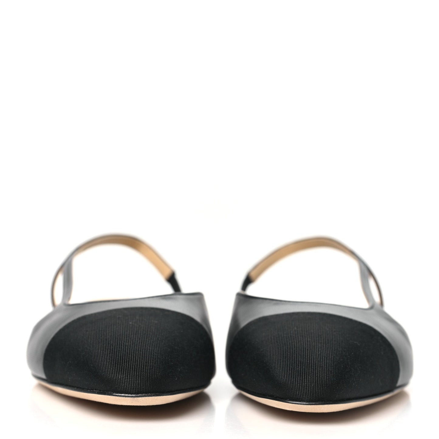 Goatskin Grosgrain Cap Toe CC Slingback Flats 37.5 Black