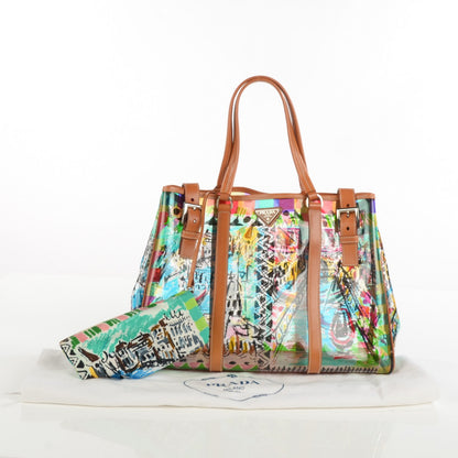 Prada Vinyl Calfskin Transparent Venice Printed Tote 5 of 8