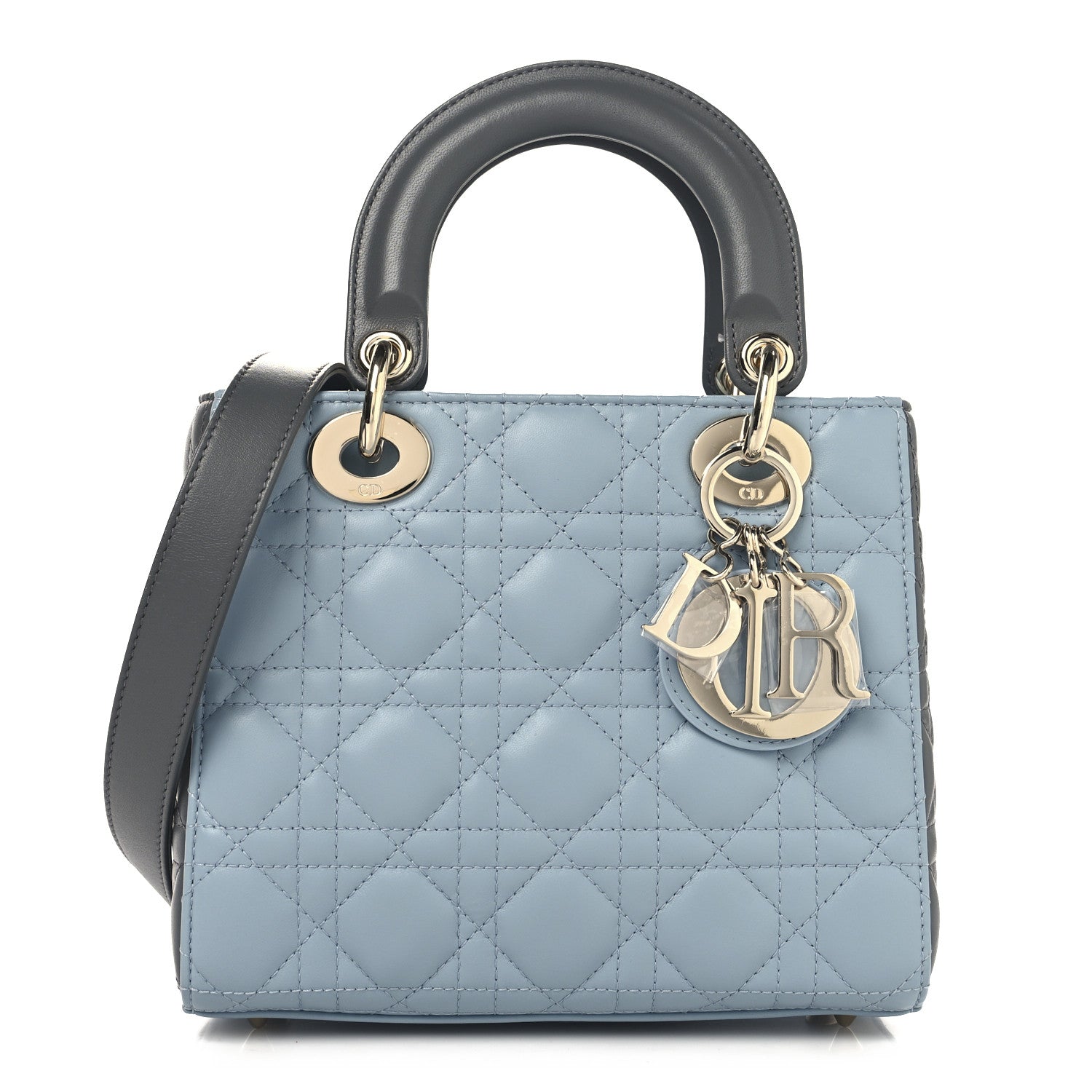 Christian Dior Lambskin Cannage Small Bi-Color Lady Dior  Blue Grey 1 of 10