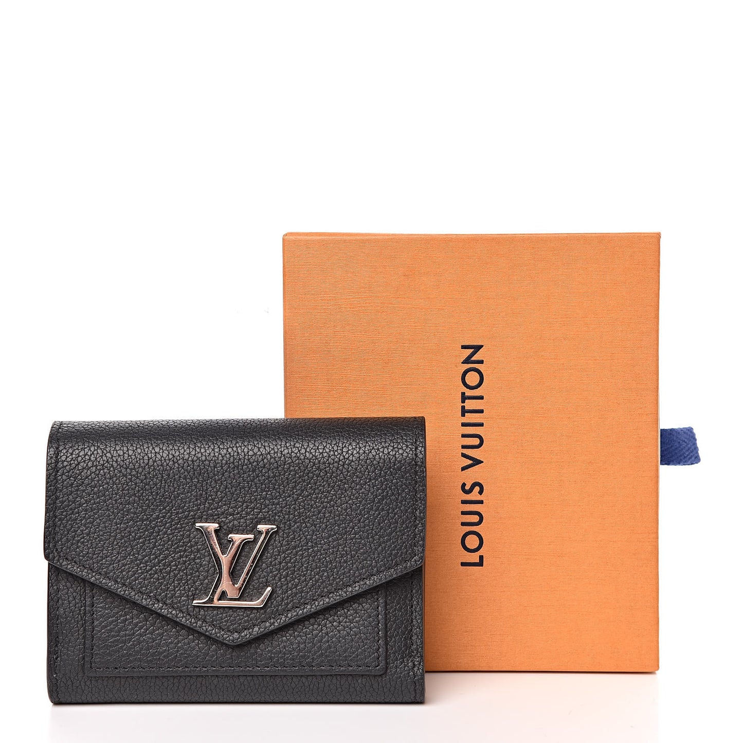 Soft Calfskin My Lockme Compact Wallet Black