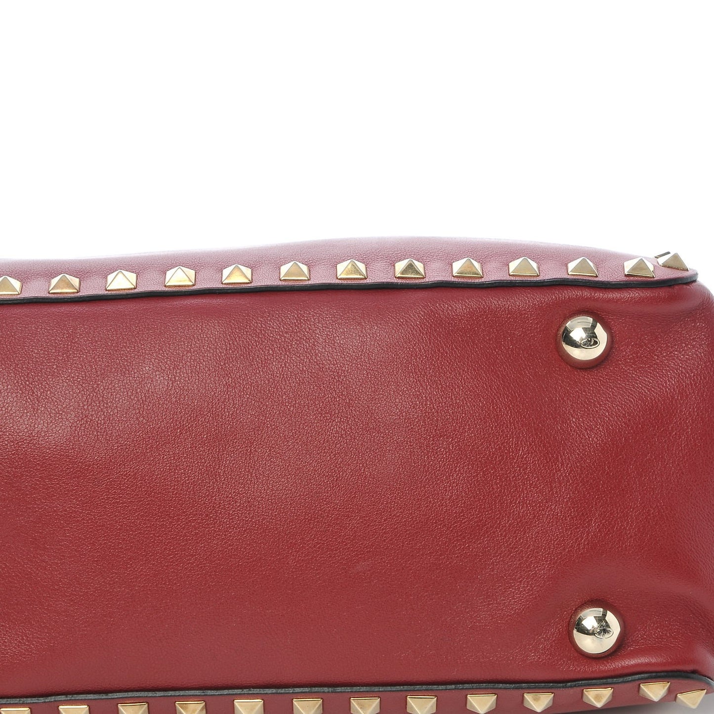 Vitello Small Rockstud Tote Scarlet