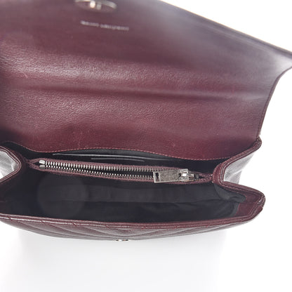 Saint Laurent Sheepskin Matelasse Chevron Monogram Medium College Bag Amaranto 5 of 8