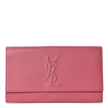 Saint Laurent Calfskin Monogram Large Belle De Jour Clutch Pink 1 of 11