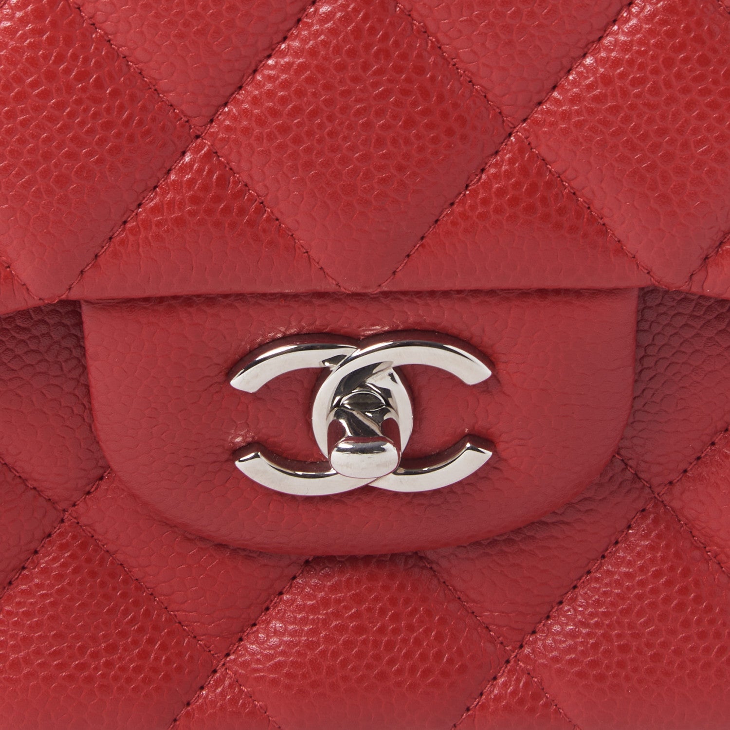 Chanel Caviar Quilted Jumbo Double Flap Red 10 of 11