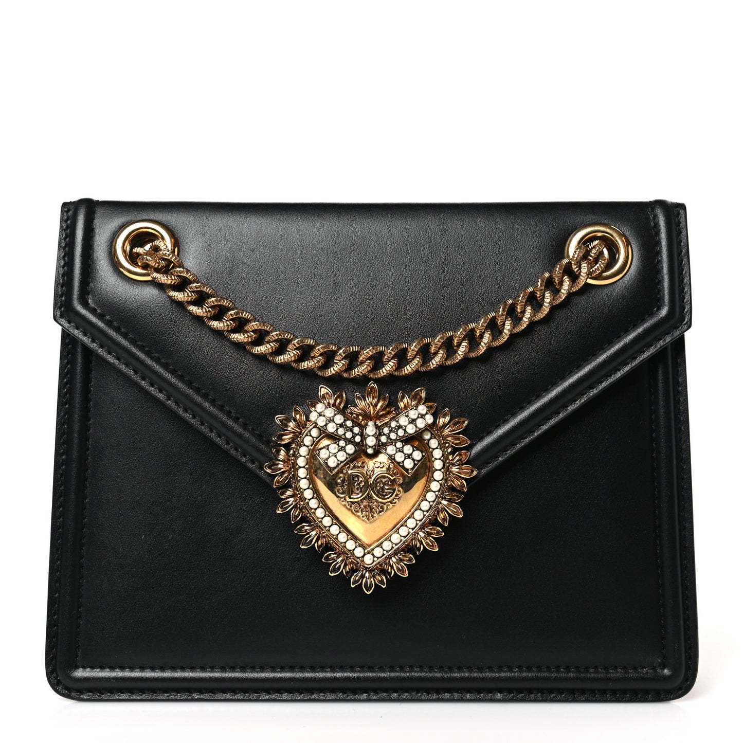 Smooth Calfskin Mini Devotion Envelope Bag Black