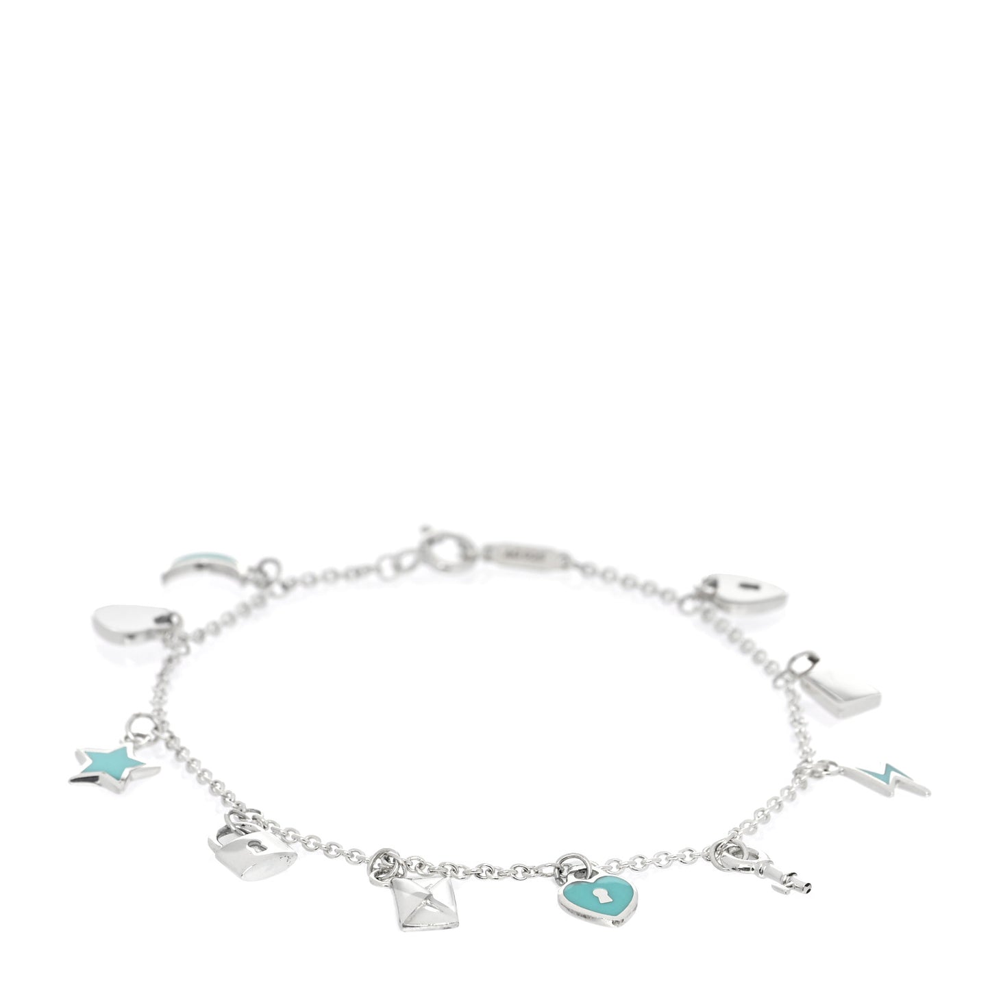 Sterling Silver Enamel Love Notes Charm Bracelet Blue