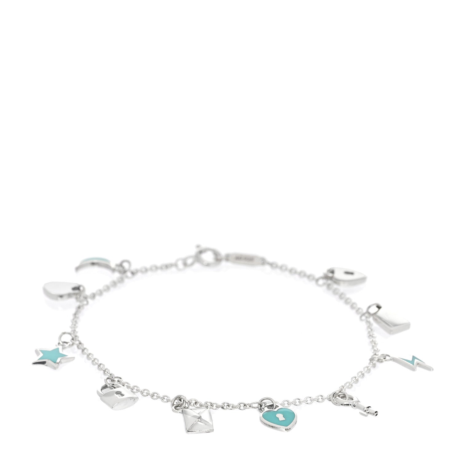Tiffany Sterling Silver Enamel Love Notes Charm Bracelet Blue 1 of 6