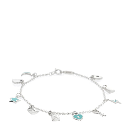 Tiffany Sterling Silver Enamel Love Notes Charm Bracelet Blue 1 of 6