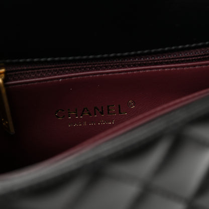 Chanel Calfskin Quilted Mini Logo Coco Handle Flap Black 6 of 11