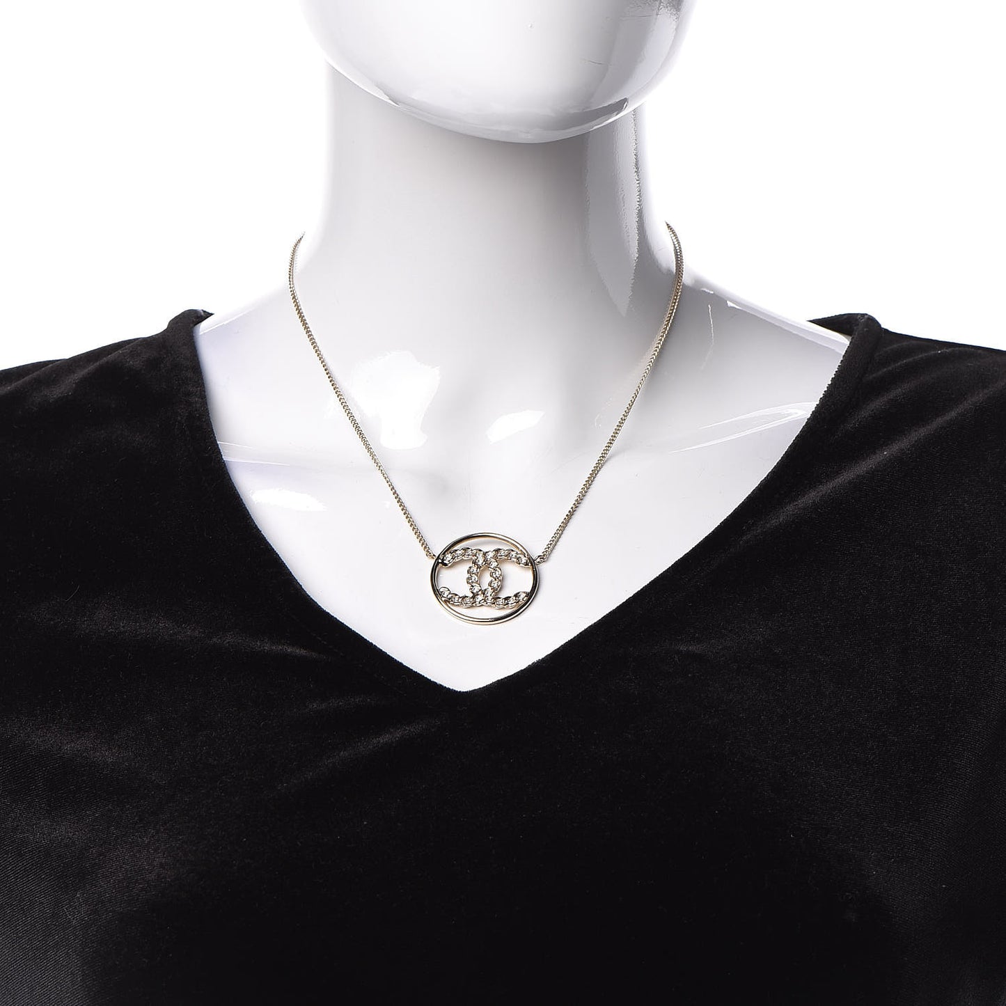 Baguette Crystal High Society CC Pendant Necklace Gold