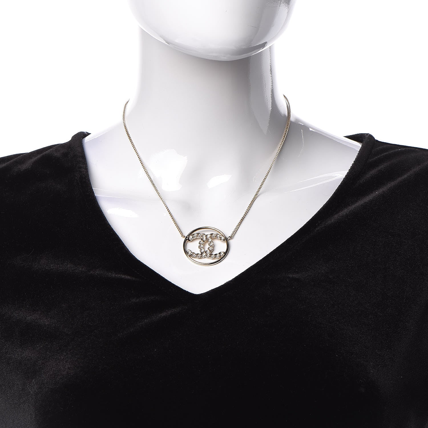 Chanel Baguette Crystal High Society CC Pendant Necklace Gold 2 of 5