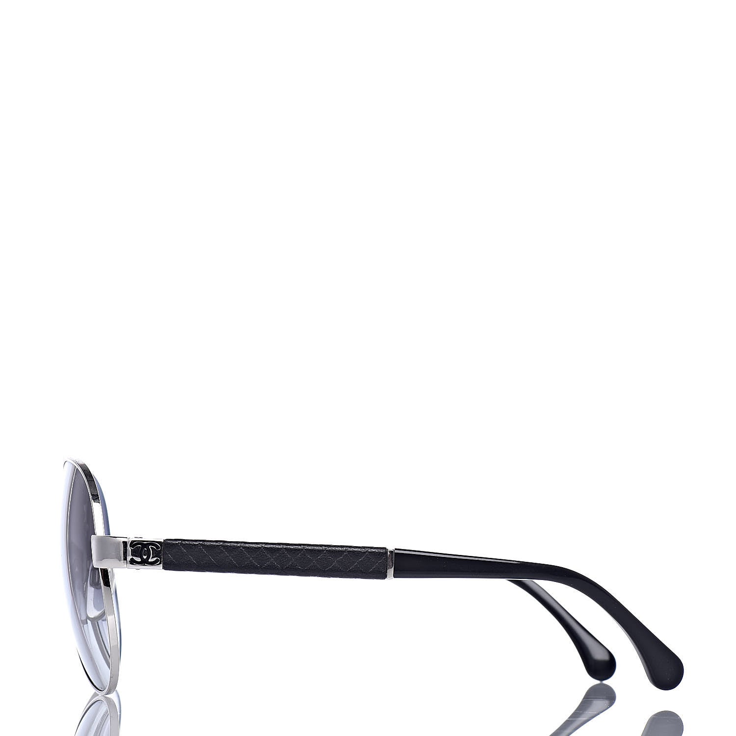 Chanel Lambskin Quilted CC Aviator Sunglasses 4195-Q Black 3 of 7