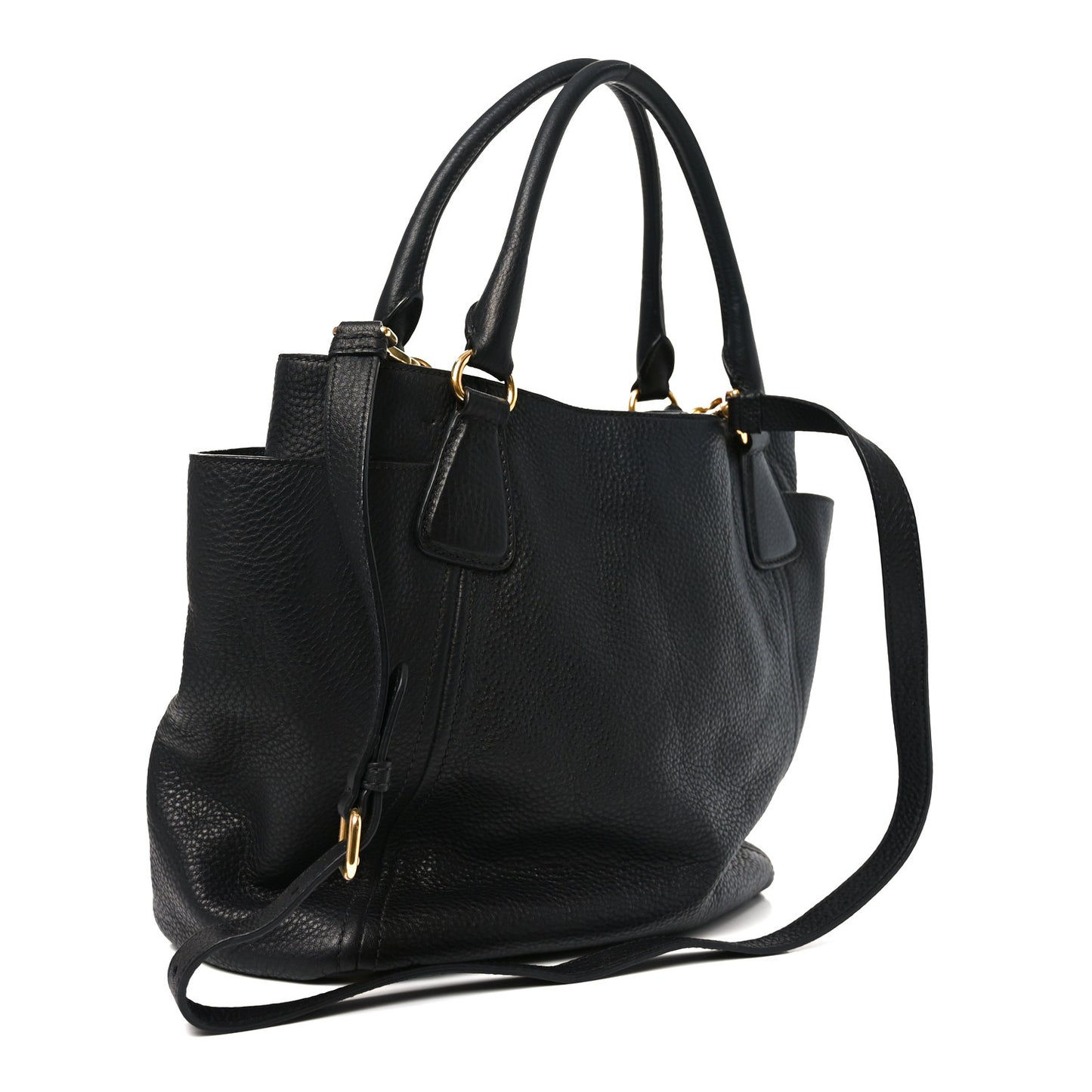 Vitello Daino Side Pocket Tote Black