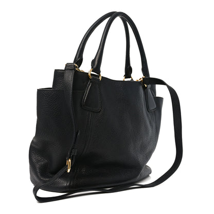 Prada Vitello Daino Side Pocket Tote Black 3 of 9