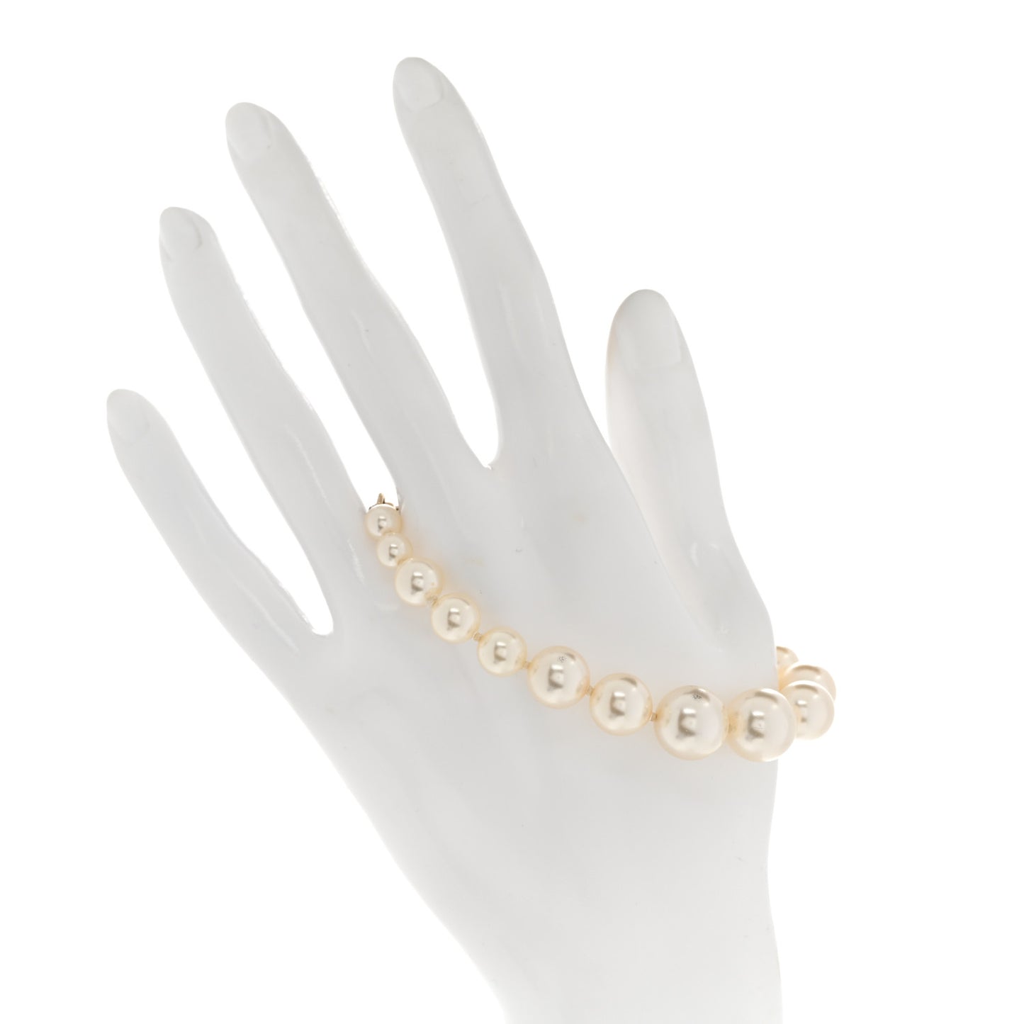 Graduated Pearl Crystal CC Bracelet Gold