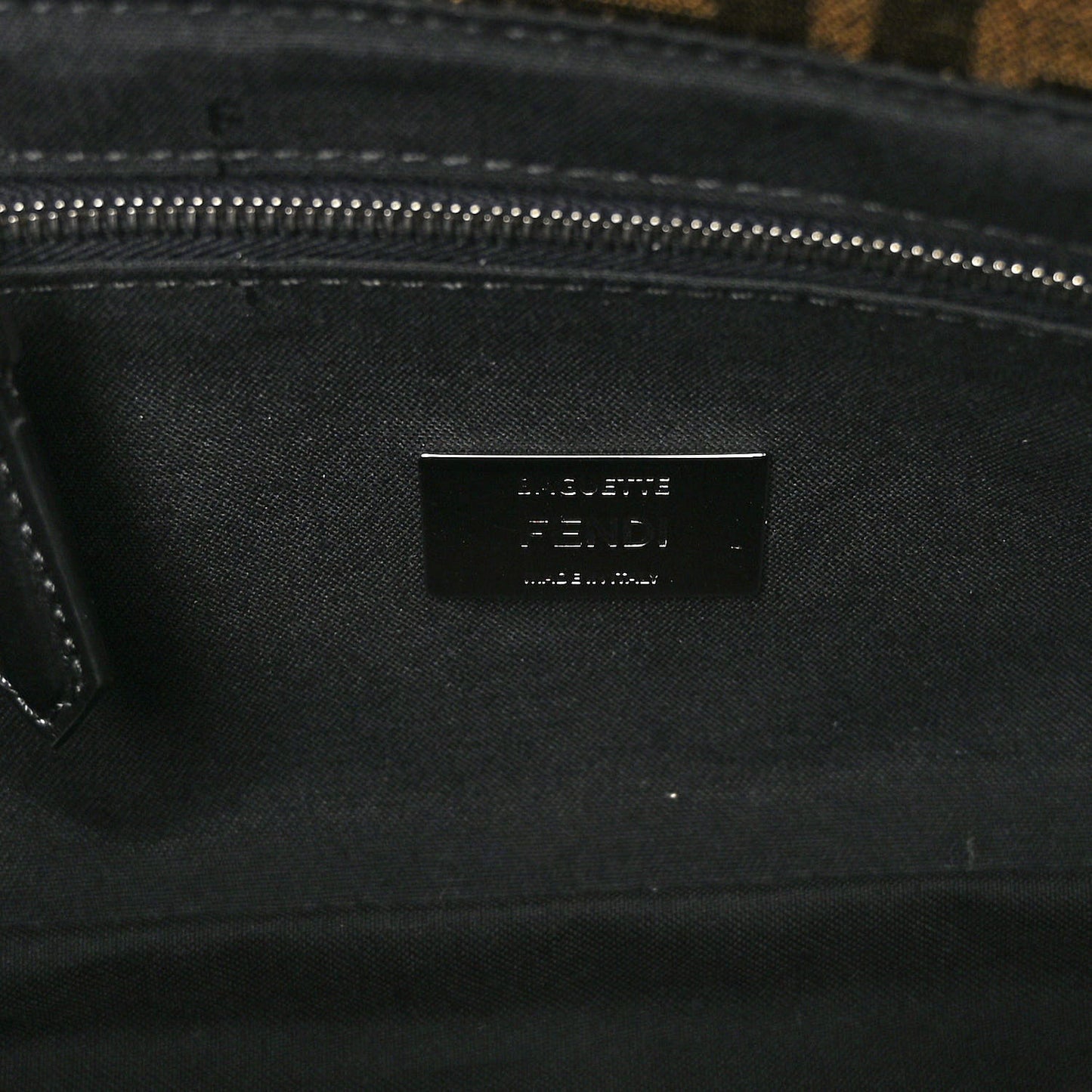 Fabric Jacquard F Paillettes Vitello Cover FF 1974 Embroidered Baguette Tobacco Moro Argento