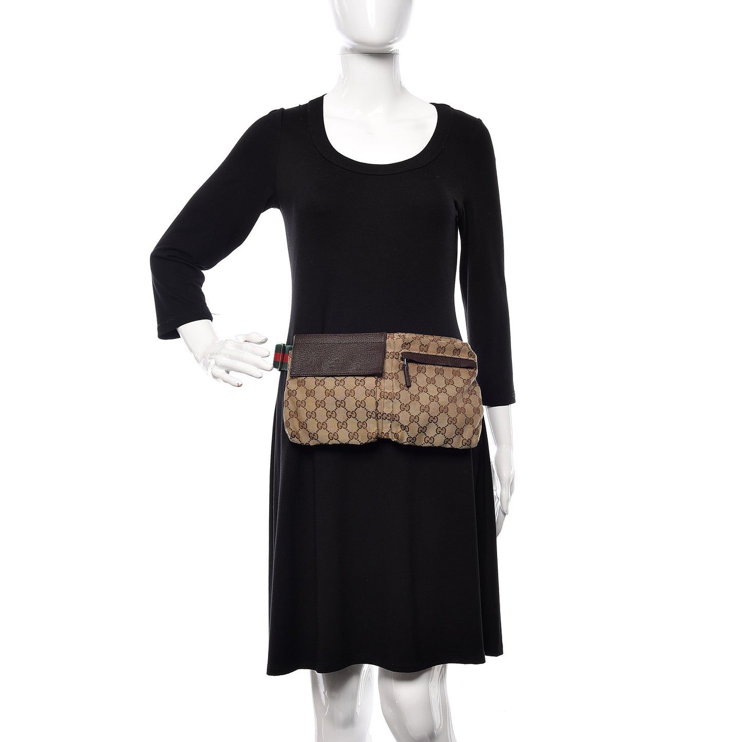 Monogram Web Belt Bag Dark Brown