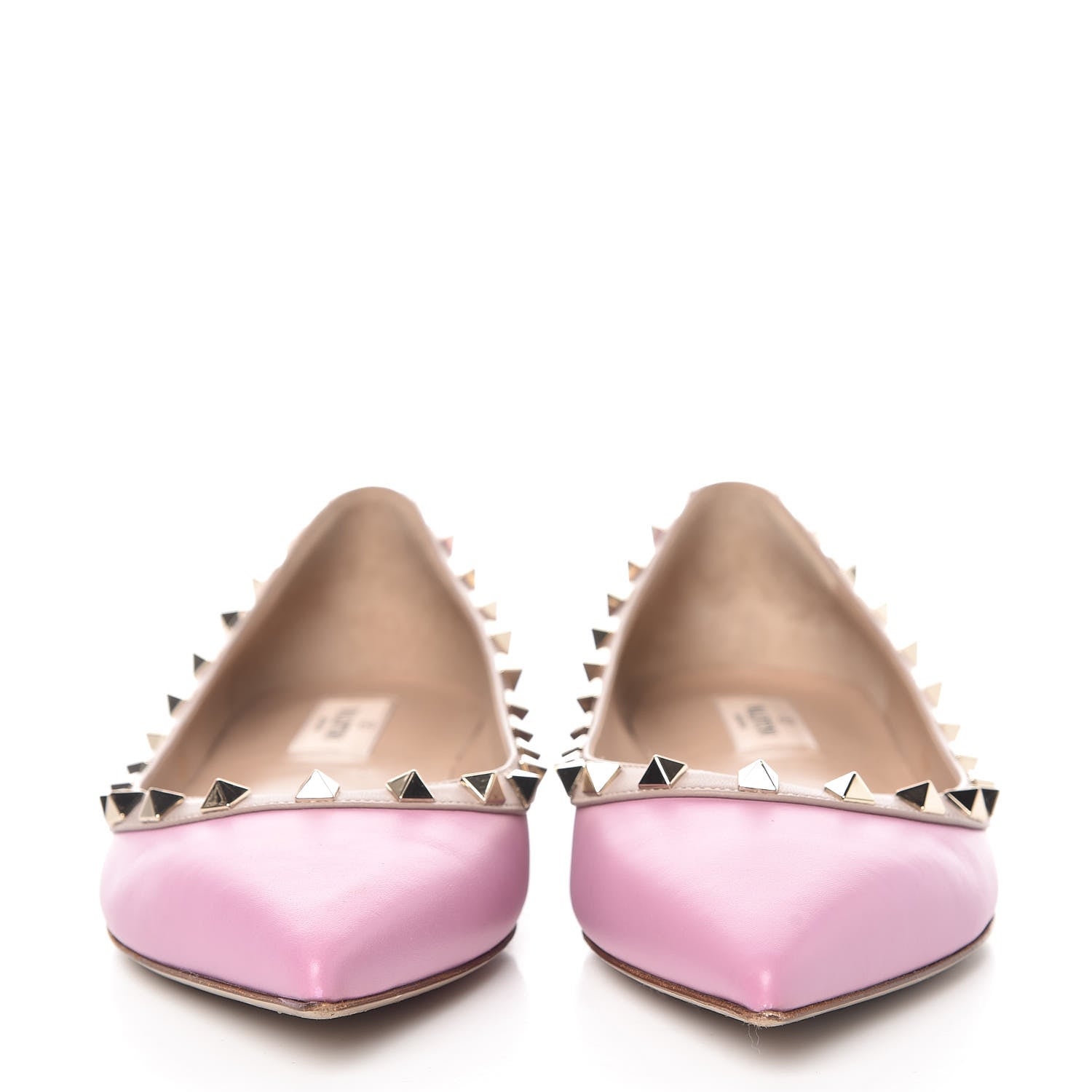Valentino Garavani Calfskin Nappa Rockstud Ballerina Flats 38.5 Giacinto Poudre 2 of 15