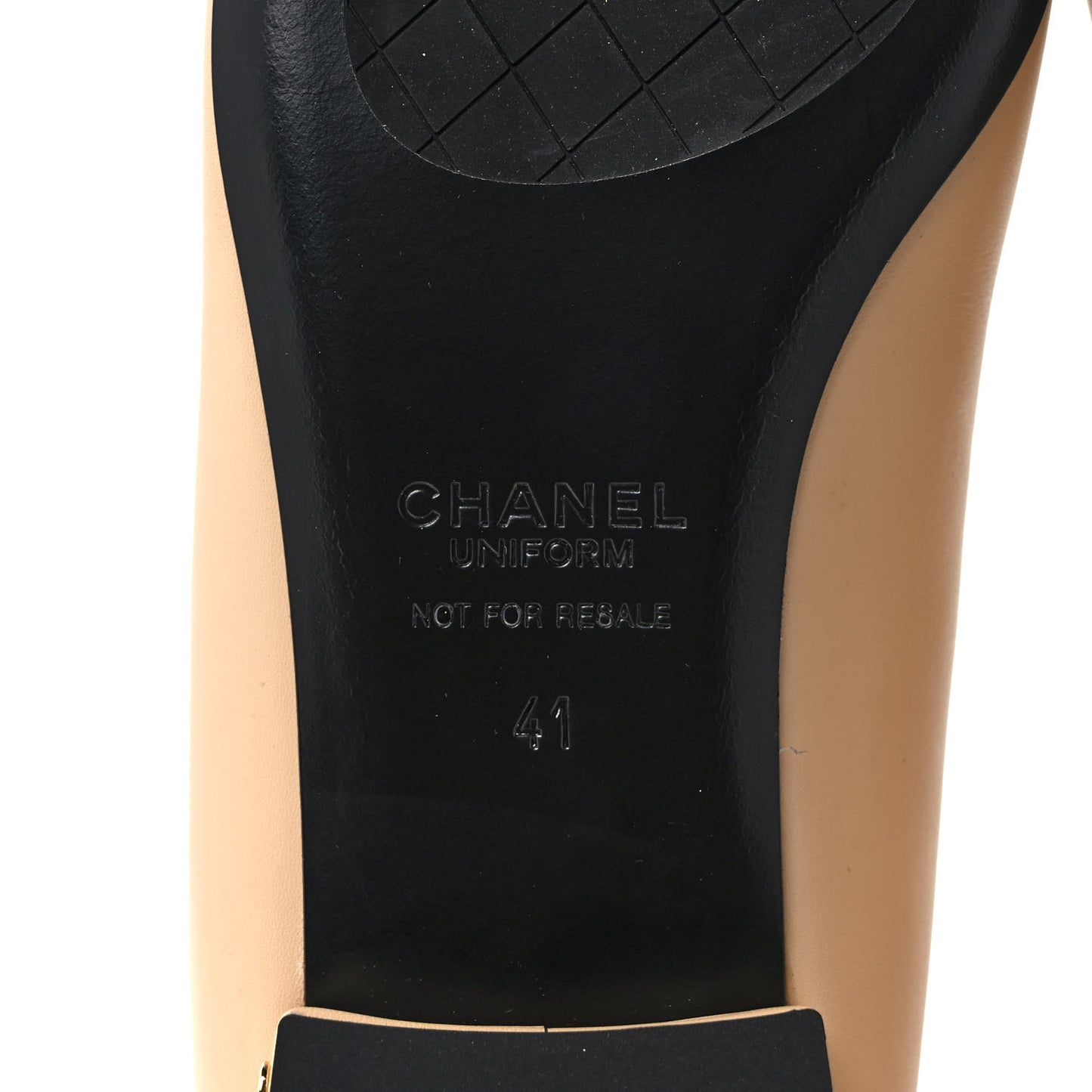 Lambskin Cap Toe Ballerina Flats 41 Beige Black