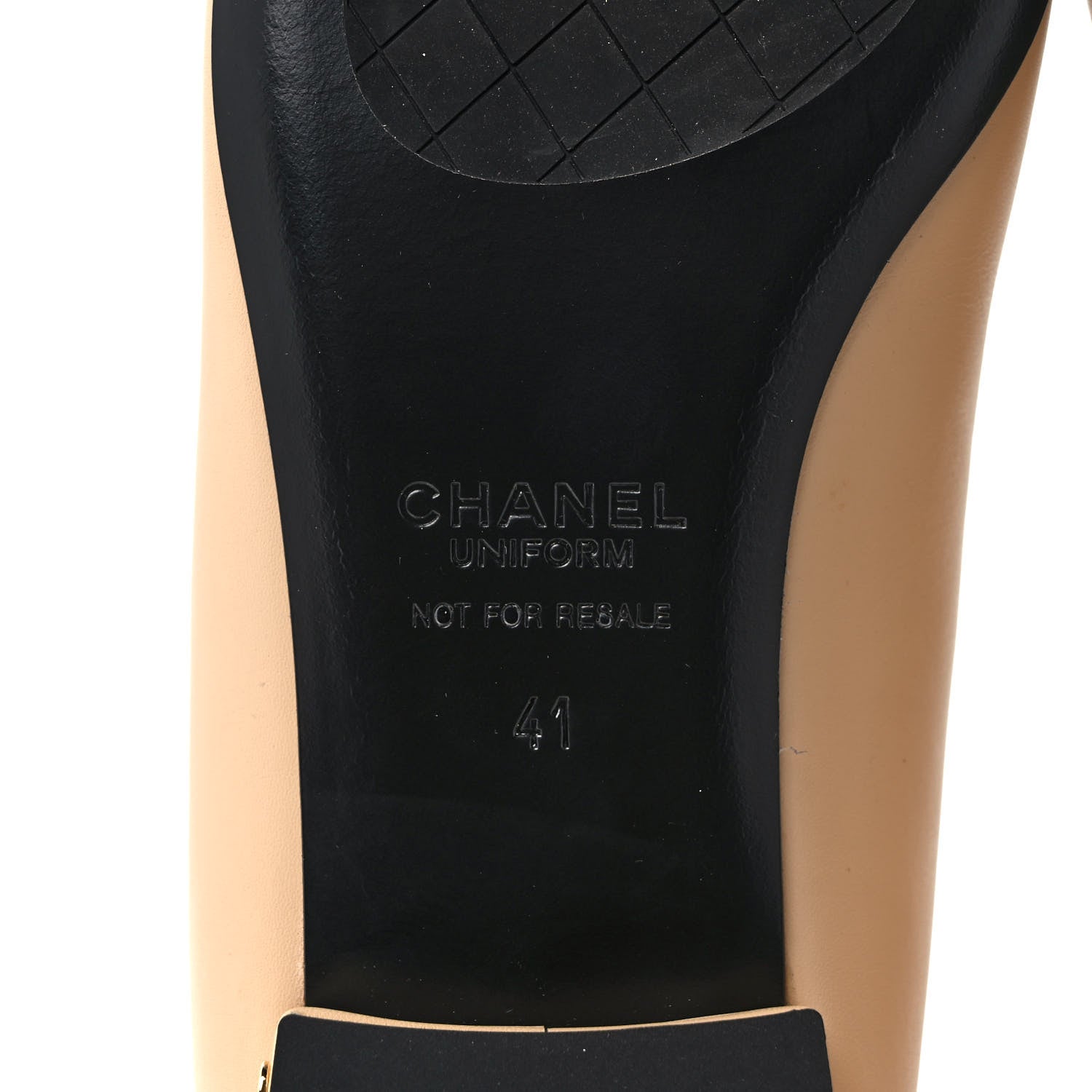 Chanel Lambskin Cap Toe Ballerina Flats 41 Beige Black 6 of 8