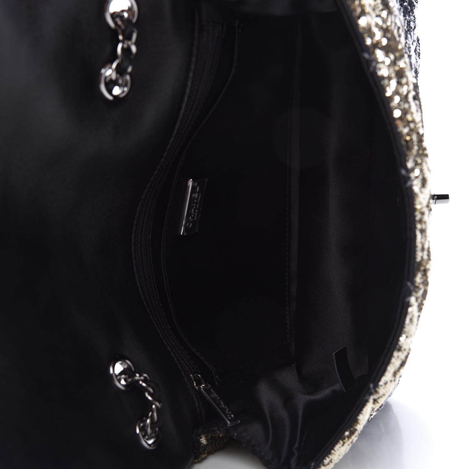 Chanel Sequin Quilted Ombre Medium Single Flap Dark Grey Gold 5 of 10