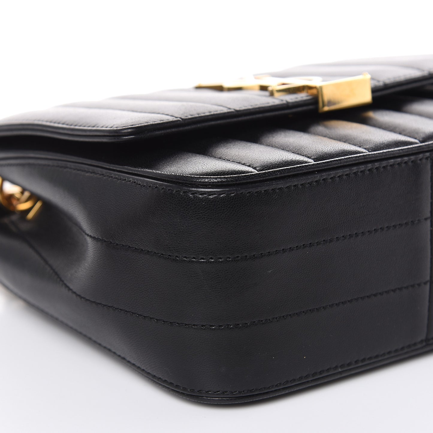 Lambskin Matelasse Monogram Medium Vicky Chain Bag Black