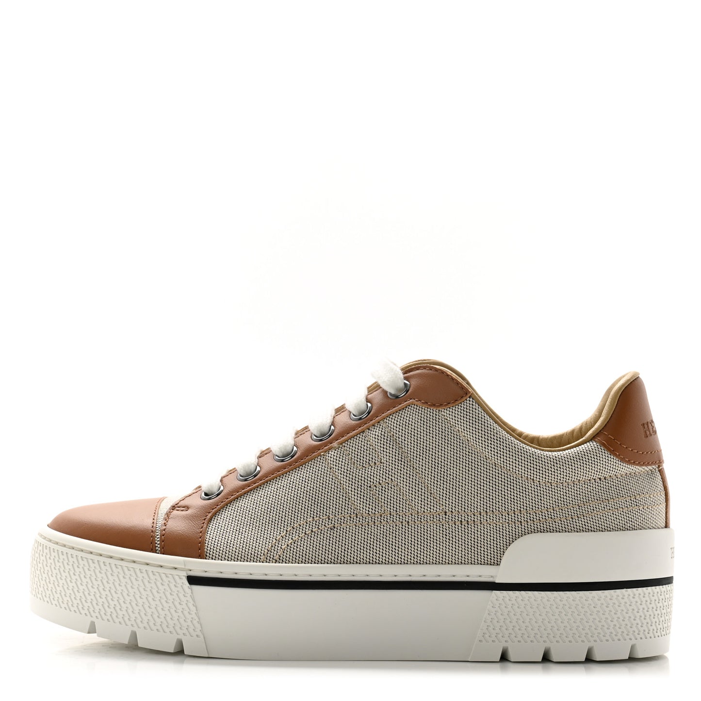 Canvas Calfskin Womens Voltage Sneakers 35.5 Prunoir Naturel