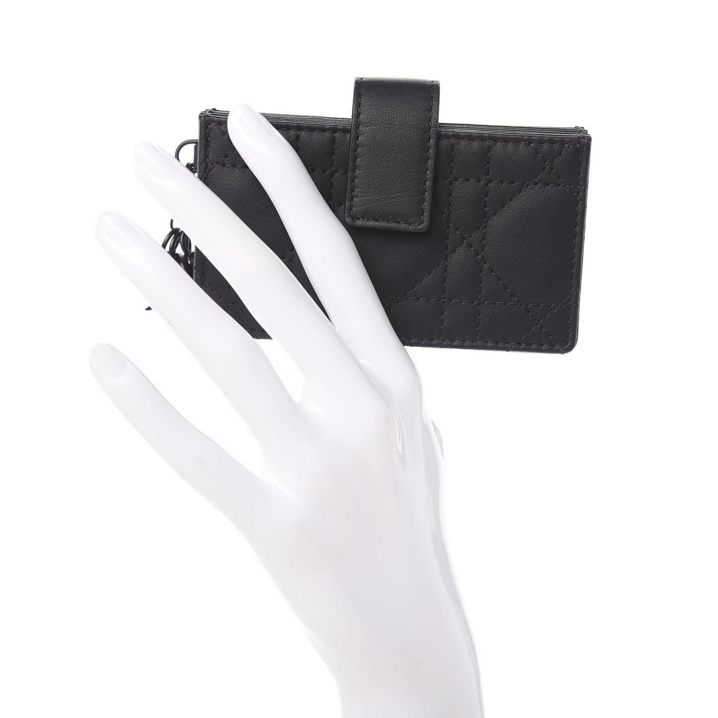 Ultra Matte Calfskin Cannage Lady Dior 5-Gusset Card Holder Black