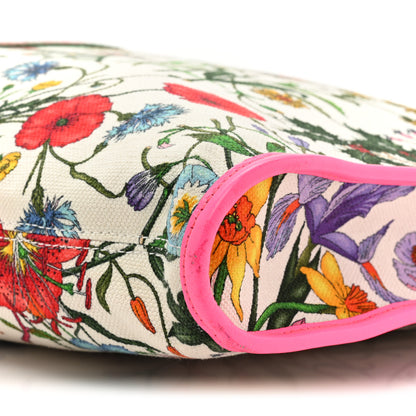 Gucci Canvas Flora Large Rajah Chain Tote White Multicolor Fuxia Fluo 10 of 15