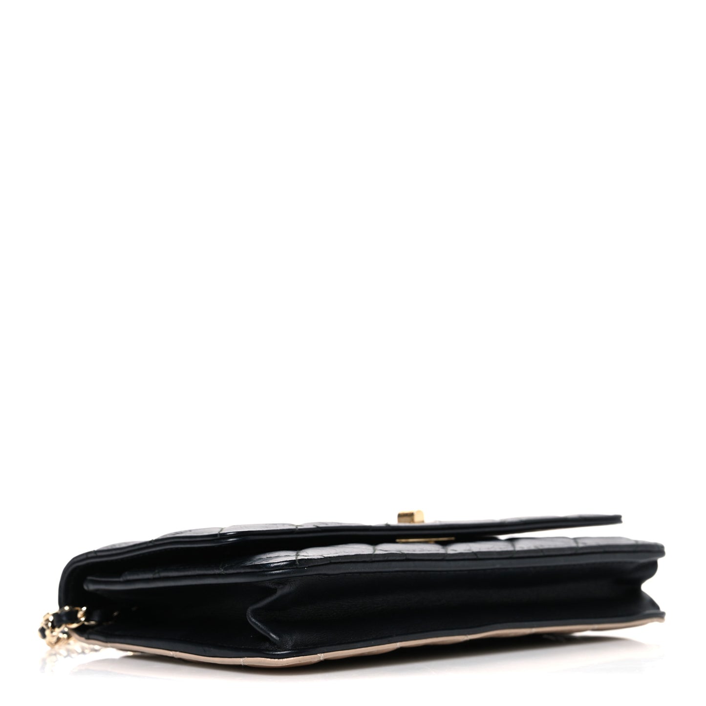 Aged Calfskin Quilted Reissue Wallet On Chain WOC Beige Black