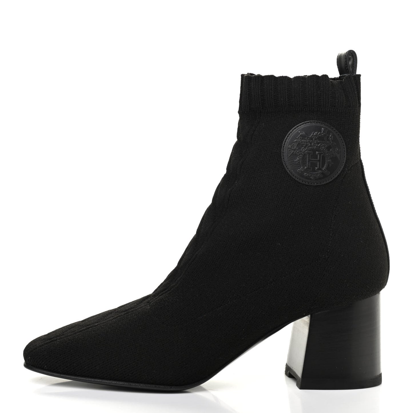 Knit Calfskin Volver Ankle Boots 36.5 Black