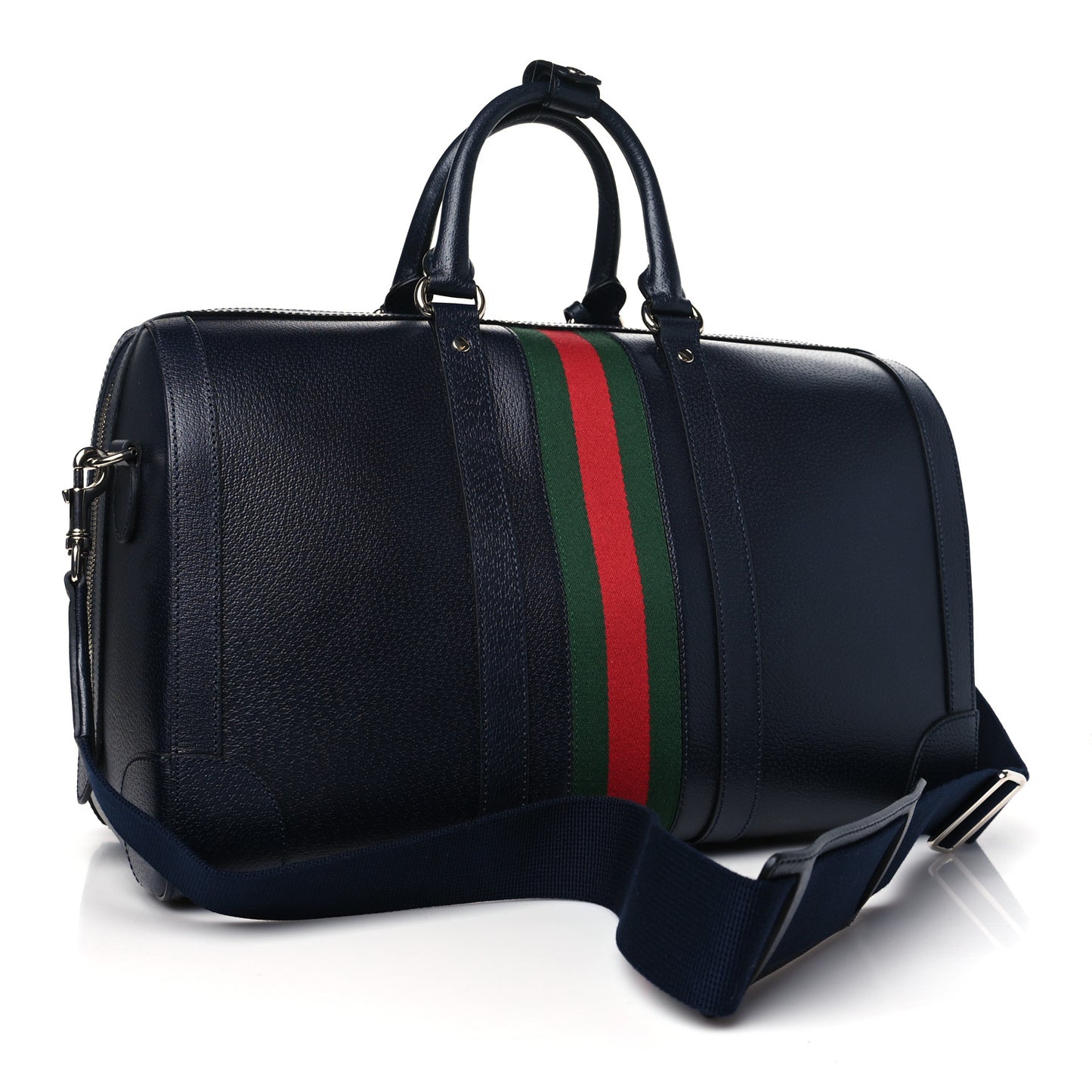 Textured Dollar Calfskin Web Medium Savoy Duffle Bag Blue