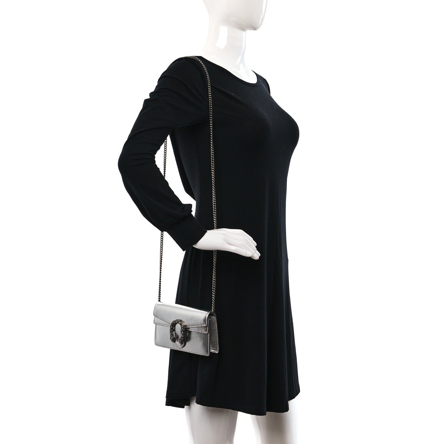 Gucci Metallic Calfskin Super Mini Dionysus Shoulder Bag Silver 2 of 13