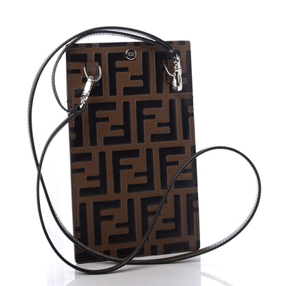 Fendi Calfskin FF 1974 Embossed Iphone X Lanyard Case Maya Black 3 of 4