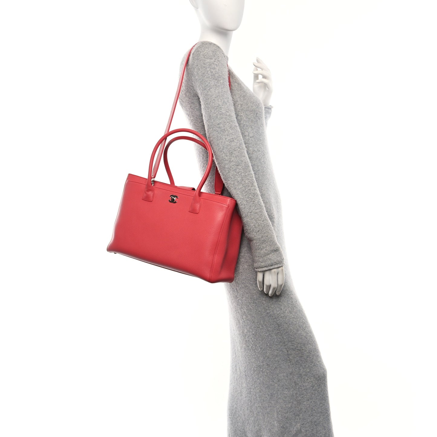 Calfskin Cerf Executive Shopper Tote Coral
