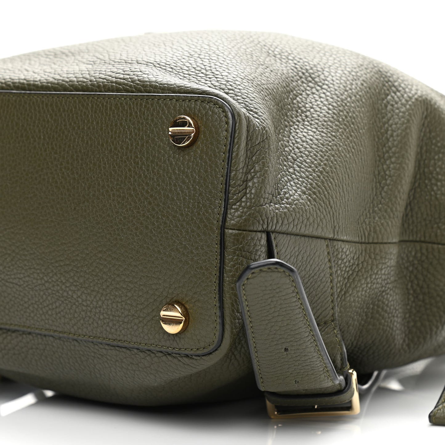 Pebbled Calfskin Rockstud Backpack Army Green