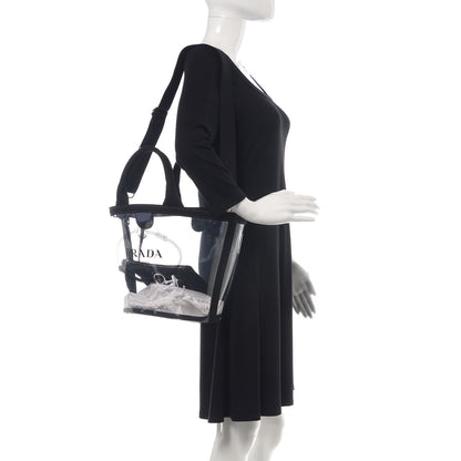 Prada Plexiglass Canapa Small Shopper Tote Black 2 of 7