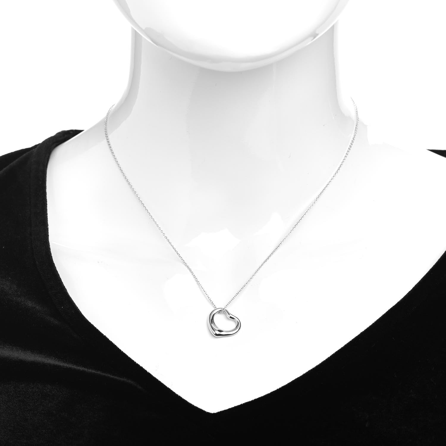 Tiffany Sterling Silver 16mm Elsa Peretti Open Heart Pendant Necklace 2 of 4