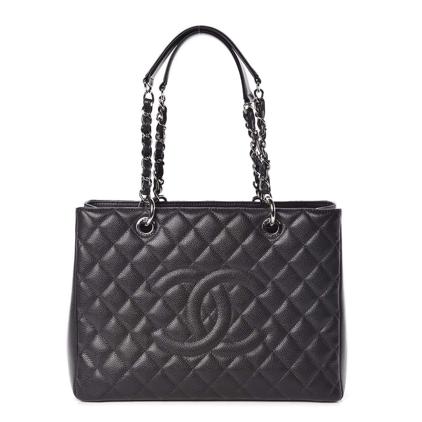 Caviar Quilted Grand Shopping Tote GST Dark Grey