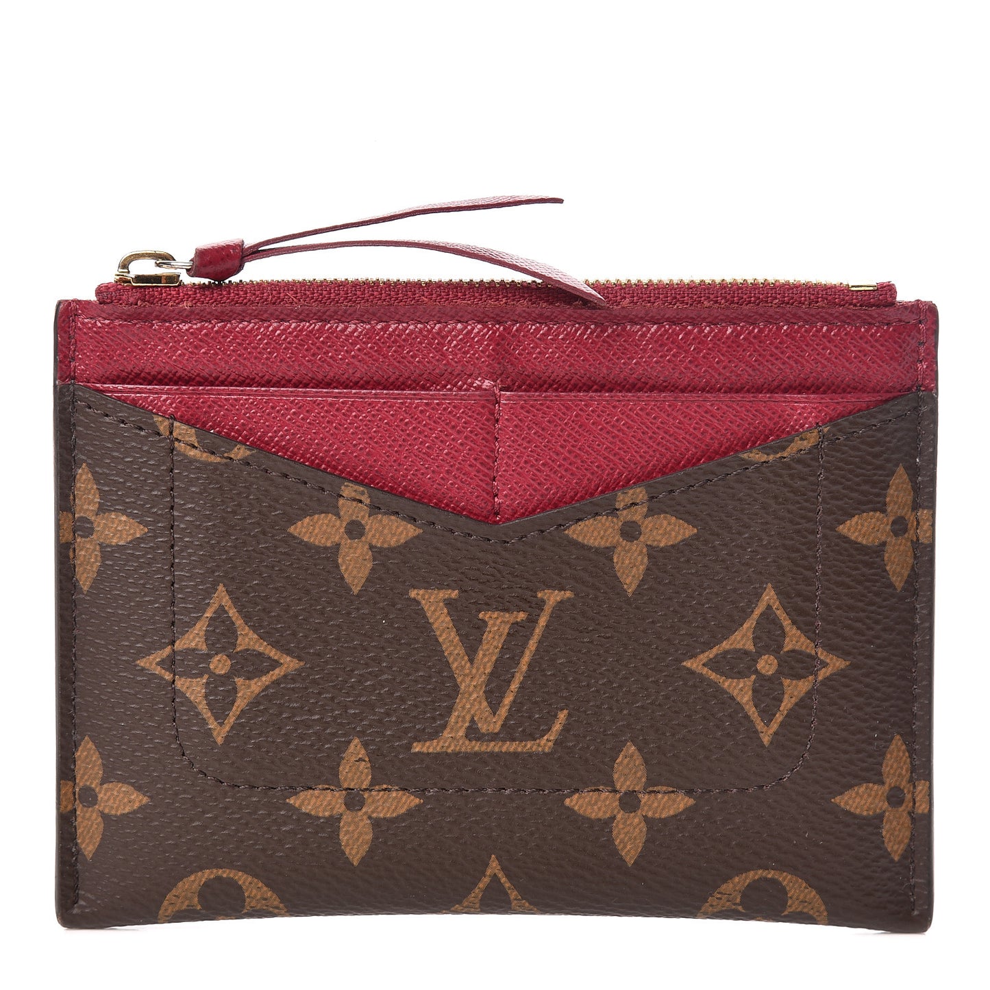 Monogram Zipped Card Holder Fuchsia