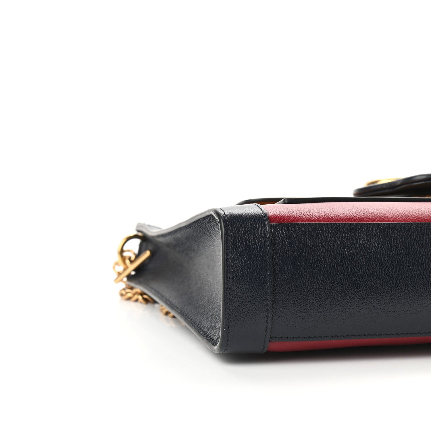 Gucci New Sakai Calfskin Lux Tri-Color Dahlia Chain Shoulder Bag New Cherry Red Sun Oil Blue 8 of 9