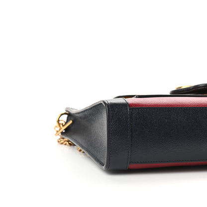 Gucci New Sakai Calfskin Lux Tri-Color Dahlia Chain Shoulder Bag New Cherry Red Sun Oil Blue 8 of 9